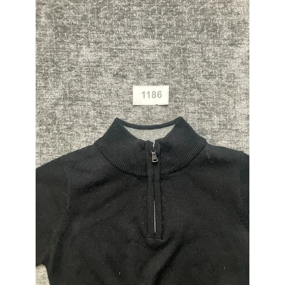 RuggedButts Quarter Zip‎ Sweater Toddler Boys 4T Black Cotton Knitted Pullover